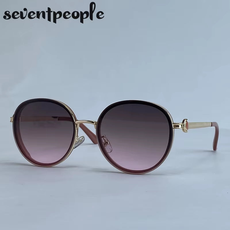 Oversized round Sunglasses Women 2026 Luxury Brand Classic Punk Driving Sun Glasses for Ladies Vintage Metal Frame Shades UV400