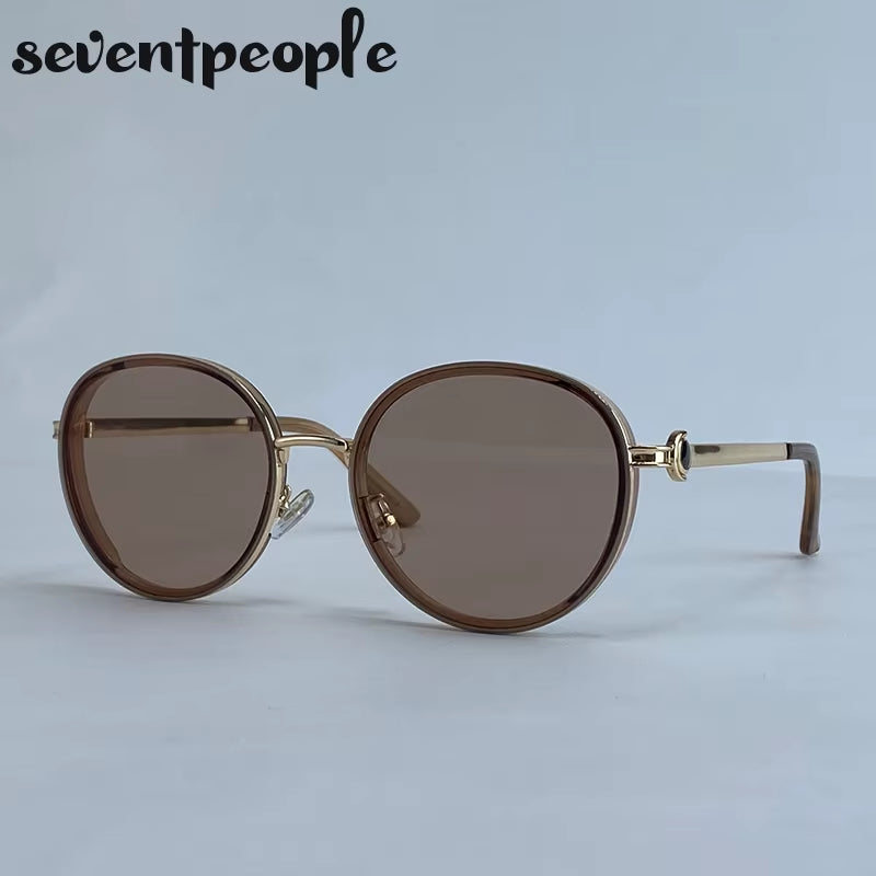 Oversized round Sunglasses Women 2026 Luxury Brand Classic Punk Driving Sun Glasses for Ladies Vintage Metal Frame Shades UV400