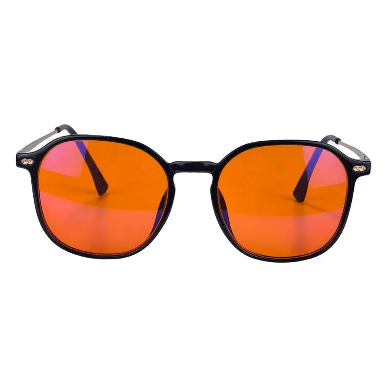 Red Glasses for Better Sleep Blue Light Blocking Glasses Orange Lenses Improve Insomnia Square Tr90 Glasses Women Big Size 140Mm