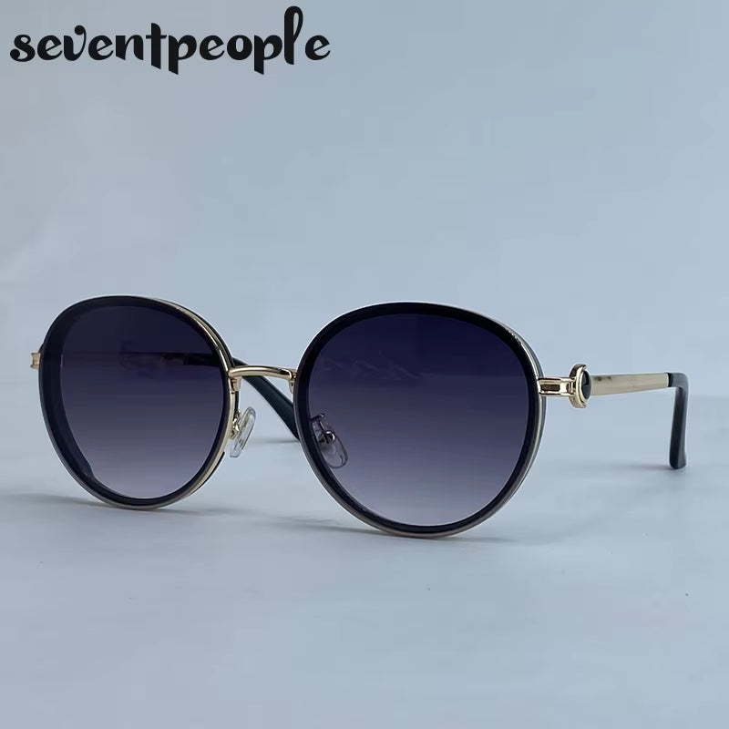 Oversized round Sunglasses Women 2026 Luxury Brand Classic Punk Driving Sun Glasses for Ladies Vintage Metal Frame Shades UV400