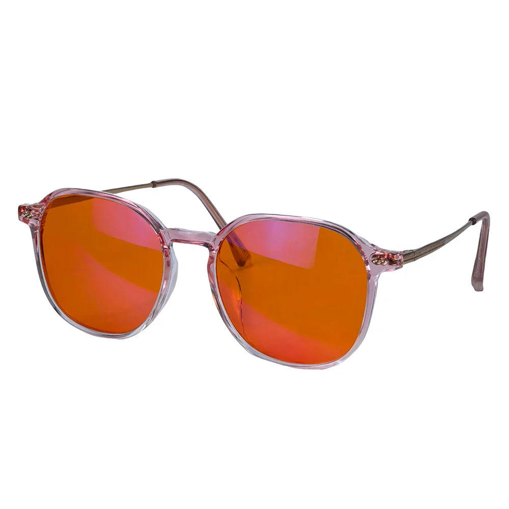 Red Glasses for Better Sleep Blue Light Blocking Glasses Orange Lenses Improve Insomnia Square Tr90 Glasses Women Big Size 140Mm