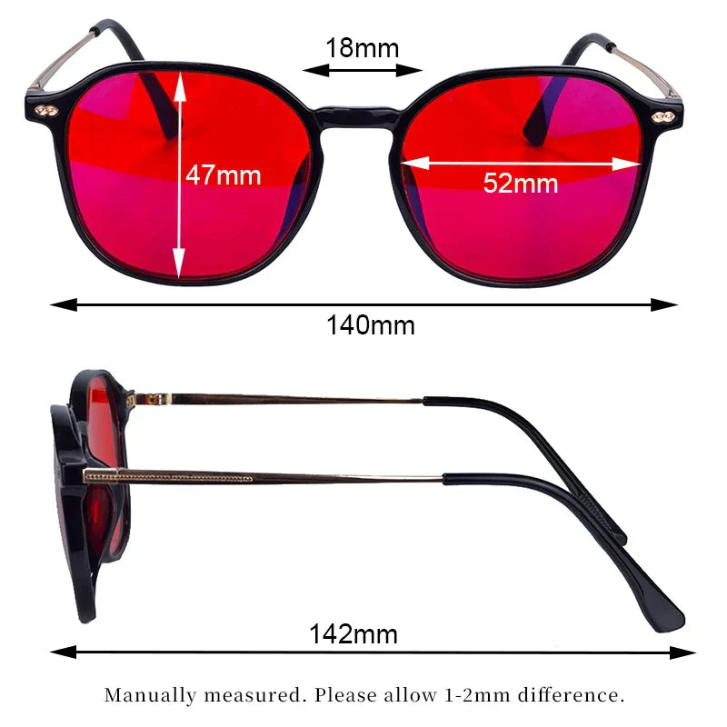 Red Glasses for Better Sleep Blue Light Blocking Glasses Orange Lenses Improve Insomnia Square Tr90 Glasses Women Big Size 140Mm