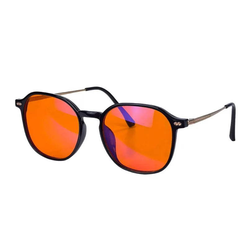 Red Glasses for Better Sleep Blue Light Blocking Glasses Orange Lenses Improve Insomnia Square Tr90 Glasses Women Big Size 140Mm