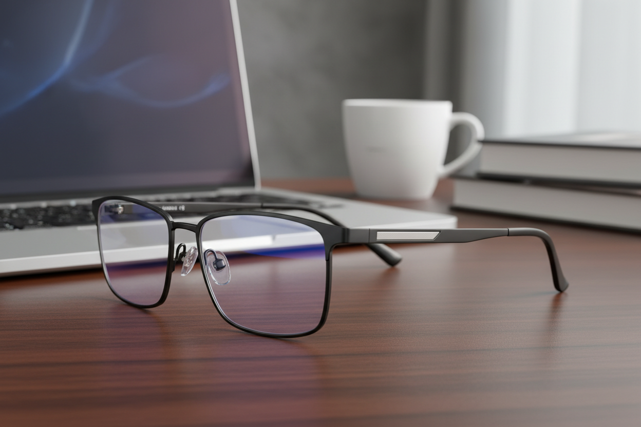 Occhiali Business Anti Luce Blu - Vista laterale con dettagli