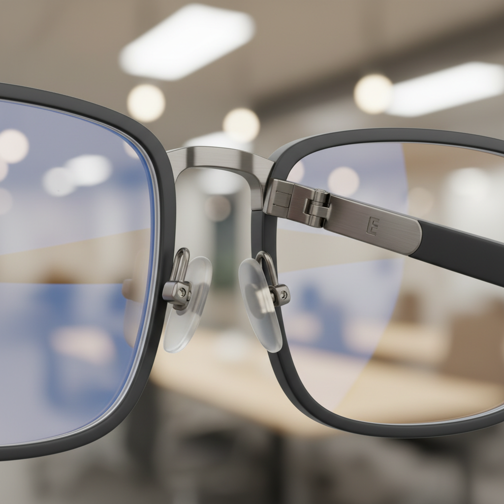 Dettaglio lenti premium con filtro luce blu